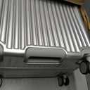 HotWay 26 Inch Hardside Checked Luggage with Leather Handle, PC Zipperless Suitcase with Spinner Wheels and TSA Locks, Lightweight Checked Luggage for Travel, Silver
