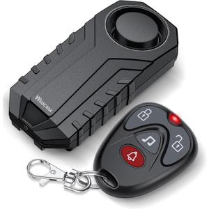 WSDCAM 113dB Loud Anti Theft Vibration Sensor Alarm Systems for Electric Bike Motorcycle Golf Car Trailer Mailbox Garage Door Waterproof Home Security Bike Accessories Bike Alarm with Remote (Alkaline Battery)