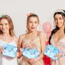 Yalikop 24 Pcs Spa Party Favor 6 Jewelry Boxes 6 Scrunchies 6 Glitter Mirrors 6 Bag Gift for Mother's Day Bridal Bachelorette Party (Blue)