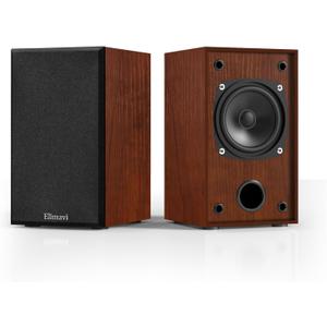 Elimavi Passive Bookshelf Speakers for Home Theater Surround Sound, Satellite Stereo Speakers with Classic Wood Grain for Record Player/Computer/TV, Wall Mountable, Cable Included, Wood Grain Color