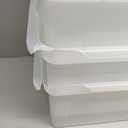 IRIS USA File Box, Plastic File Organizer with Lids for Letter/Legal File, Portable Document Box For Moving, Storage Bin with Durable and Secure Lid, Stackable Nestable BPA-Free, Pearl 35 Qt. 4 Pack