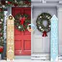 47 2 In1 Wooden Gingerbread House Outdoor Decoration Hello Winter Porch Christmas Welcome Sign Gingerbread House Decor Winter Outdoor Porch Sign for Front Door Hanging Christmas Home Decor