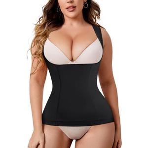 Women's Tummy Control Shapewear Tank Tops Underbust Body Shaper Slimming Compression Camisole Fajas Waist Trainer (Medium, Black)