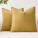 Kevin Textile Waterproof Decorative Pillow Covers Mustard Yellow 20x20 Inch Pack of 2 Soft Boucle Textured Throw Pillowcases Elegant Accent Pillows for Couch Sofa Chair Bed Home Decor Indoor Outdoor