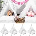 Syhood 4 Pack Kids Inflatable Bed Teepee Tent Set, Includes 4 Portable Air Mattresses, Foldable Tents, and White Flat Sheets