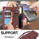 RANYOK Wallet Case Compatible with iPhone 17 Pro Max Case, with 6 Card Holder RFID Blocking, PU Leather Zipper Flip Wallet Pocket, Kickstand, Wrist Strap | Protective Phone Cover, Wine Red