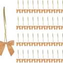 50pcs Stretch Elastic Loops with Pre-Tied Ribbon Bows for Gift Wrapping, Baby Showers, Weddings, Christmas Boxes (5", Gold)