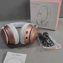 Wireless Bluetooth Headphones Over Ear 65H Playtime HiFi Stereo Headset with Microphone and 6EQ Modes Foldable Bluetooth V6.0 Headphones for Travel Smartphone Computer Laptop Rose Gold