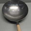 Craft Wok Flat Hand Hammered Carbon Steel Pow Wok with Wooden and Steel Helper Handle (14 Inch, Flat Bottom) / 731W316