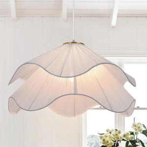 15.7" Pendant Lights Kitchen Island, 1-Light Flower Chandelier Modern Petal Fabric Ceiling Hanging Lighting Fixture Decor for Dining Room, Bedroom, Living Room, Entryway, Foyer, Nursery