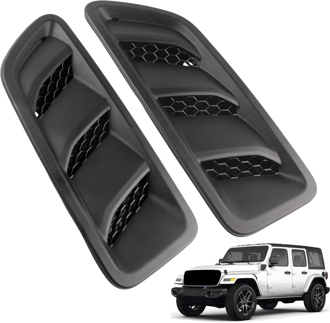 68293748AB 1 Pair Driver And Passenger Side Hood Vent Bezel Compatible With 2018-2024 Jeep Wrangler 2020-2024 Gladiator Replaces 68293748AF 68293749AF 68293749AA 68293749AB 68293749AC