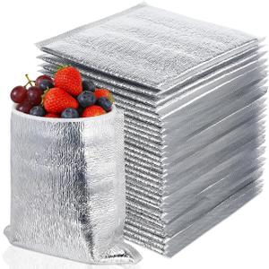 DOITOOL Reusable Insulation Bags 50PCS Insulated Shipping Thermal Box Liners Metalized Box Liners Waterproof Insulated Shipping Container for Camping Picnic (20x20CM), One Size