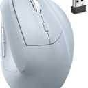 Wireless Mouse Ergonomic (Bluetooth+USB )Dual Mode Vertical Silent Portable Multi Device Ergo Carpal Tunnel Mice for Mac/PC/Laptop/Computer/Tablet/iPad/Macbook Air/Pro Office Work Women Men Gift(Blue)