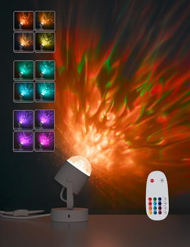 Joyzy Plug-in Dynamic Ocean Wave Table Lamp with Remote Water Ripple Night Light Projector for Room Party Decoration, Color Changing Ambient Lamps, Christmas Decor Lights, Videography Projection
