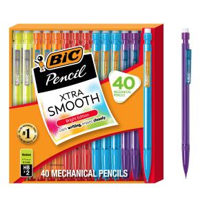 BIC Xtra Smooth Mechanical Pencil, 0.7 mm Medium Point, Refillable and Retractable, 40-Count Pack, (2pcs)