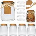 Brajttt Mini Yogurt Jars 6 Pack, 7 oz Glass Favor Jars with Cork Lids, Pudding Containers with Lids, Mason Jar Wedding Favors Honey Pot with Label Tags and String