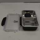 Bakpoco Stainless Steel Bento Lunch Box for Adult, 42oz Leak-Proof Lunch Box Containers, Microwave-Safe, with Adjustable Divider, Convenient Metal Lunchbox for Work, Travel (1-2 Black)