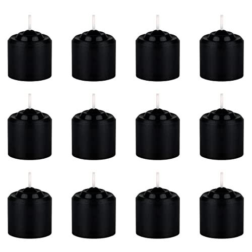 Mega Candles 12 pcs Unscented Black Votive Candles, Hand Poured Wax Candle 10 Hours 1.38 Inch x 1.5 Inch, Home Décor, Wedding Receptions, Centerpieces, Occasions, Events, Meditations, Holders