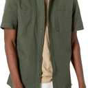 Amazon Essentials Men's Regular-Fit Short-Sleeve Button-Down Chambray Shirt (XX-Large, Olive)