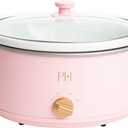 Paris Hilton 6-Quart Manual Slow Cooker, Features Three Settings (Low, High, Warm), Naturally Nonstick and Dishwasher Safe Stoneware Insert, Family Sized Capacity, Pink