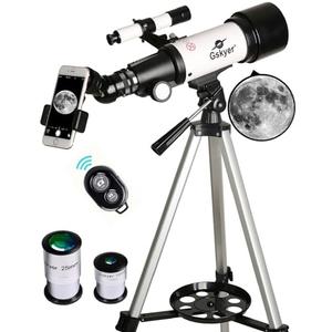 Gskyer Telescope, 70mm Aperture 400mm AZ Mount Astronomical Refracting Telescope for Kids Beginners - Travel Telescope with Carry Bag, Phone Adapter and Wireless Remote.