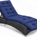 Outdoor Chaise Lounge Cushions, Waterproof Non-Slip Thickened Lounge Chair Cushion with Ties, Replacement Patio Pool Recliner Cushions for Outdoor Furniture, 74.4x21.7x4.5 Inches (Blue)