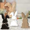 Easter Decorations for Home Black and White Easter Decor 3 Pcs Bunny Table Decor Wooden Bunny Home Decor Rustic Easte r Decor for Mantle Farmhouse
