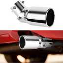 Stainless Steel Car Exhaust Tip, 2.5" to 3.3" Adjustable Vehicle Modification Tail Exhaust Pipe, Chrome-Plated Automotive Finish Tailpipe Decoration Accessories, Universal Fit (Silver)