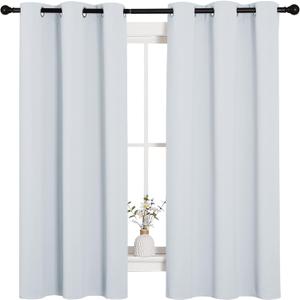 NICETOWN Window Treatment Thermal Insulated Grommet Room Darkening Curtains Drapes for Bedroom(2 Panels,42 by 63,Platinum-Greyish White)