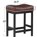 OUllUO Brown Bar Stool, Counter Height Bar Stool, Saddle Barstools, Pu Leather Stools with Metal Frame for Kitchen Island, 918P-BR3