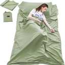 Sleeping Bag Liner Travel and Camping Sheet Lightweight Compact Sleep Bag Sack Picnic (82.7 X 45 Inch, Green)