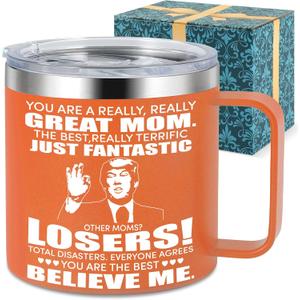 Gifts for Mom from Daughter, Son - Mothers Day, Birthday, Christmas Ideas Funny Gifts for Mommy, Mama - 14 Oz Coffee Mug (Mom Orange)