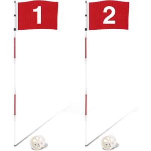 Golf Flagstick 6ft, 5-Section Design, ABS Hole Cup, 420D Nylon Flag for Backyard Practice Putting Green | Driving Range | Country Club, Gift for Golf Lovers