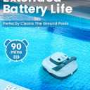2026 Upgrade Launs Pool Vacuum for Above Ground Pool, Dual Motors & Suction Ports Cordless Robotic Pool Cleaner, 90-Min Runtime, Self-Parking, White
