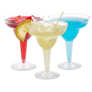 Prestee 50 Clear Plastic Margarita Glasses, 12oz - Heavy Duty Margarita Glasses Disposable for Cinco de Mayo Party Decorations, Taco Party, Plastic Cocktail Cups