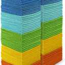 AIDEA Microfiber Cleaning Cloth 100PK, Soft Absorbent Rags, Microfiber Towels for Cars, Kitchen Towels, Dusting Cloth for Home, Window, Cleaning Supplies,12"12" (Blue/Yellow)