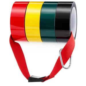4 Rolls Triage Tape Kits, 1.5" x 150' Four Color Safety Marking Tapes with Quick-Press Buckle & Clip Belt for First Aid, Emergency Triage, Safety Training & Event Organization(Bright Color)