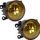 1 Pair Bumper Yellow Lens Fog Light Lamp Assemblies Driving Fog with 55W H11 Halogen Bulbs Compatible with Acura for Ford for Honda for Jaguar for Lincoln for Subaru for Suzuki Replacement