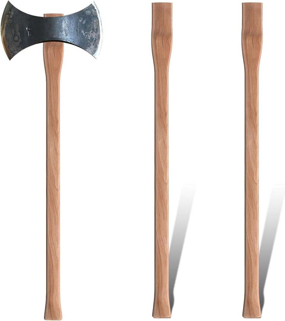 Lasnten 2 Pack 36 Inch Double Bit Axe Handles, Hickory Wood Replacements