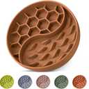 Slow Feeder Dog Bowls, Silicone Pet Food Bowls with Suction Cups, Non-Slip Dog Feeding Slow Down Pet Eating Speed for Fast Eaters, Anxiety Relief & Fun Added (Brown)