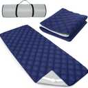 Quilted Foam Mattress Topper Pad, Non-Slip Super Soft Comfortable 75"x30", Cool Sleeping Pad for Camp Cot/RV Bunk/Narrow Twin Beds (Navy)