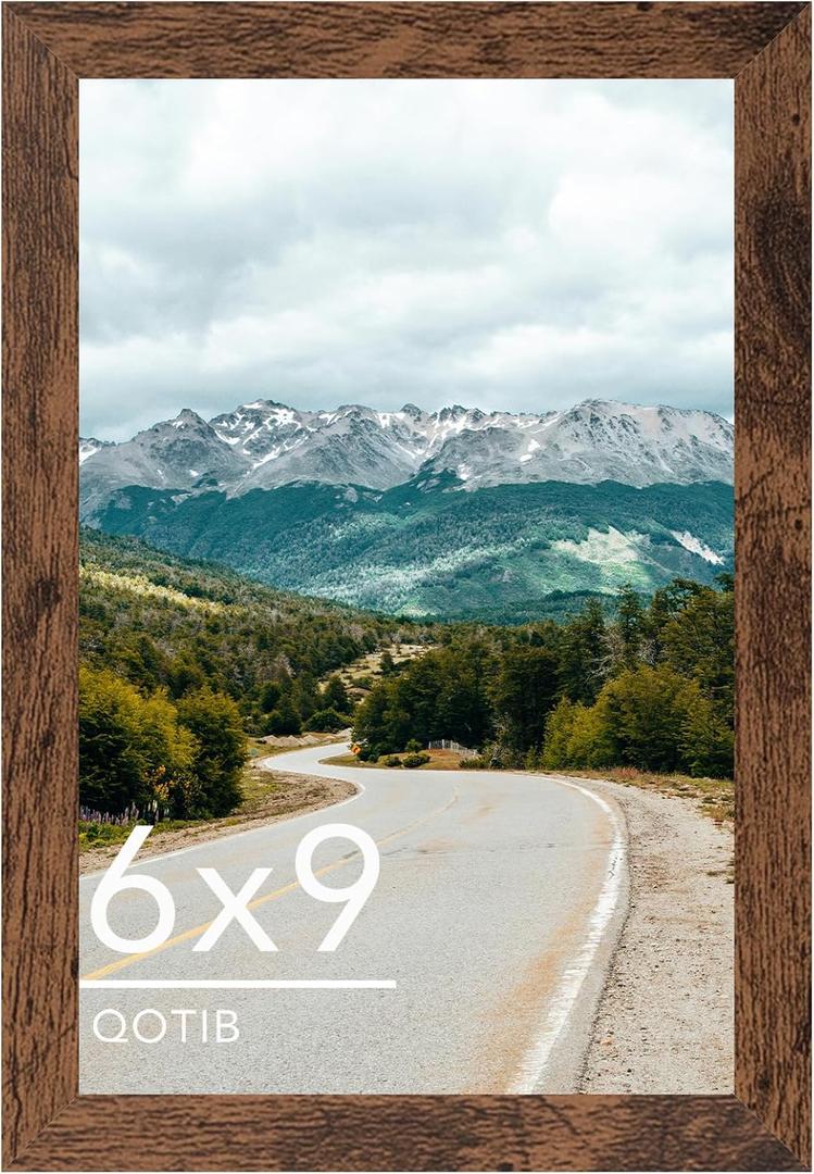 3 x 6x9 Picture Frame Deep Brown for Wall Hanging or Tabletop, Wood 6 x 9 Frame Photo Frame for Wall Horizontally or Vertically, Deep Brown, 1 Pack