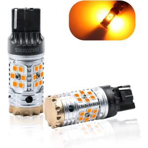 LivTee 7440 W21W WY21W LED Turn Signal Light Blinker Bulbs - Error Free Canbus - Anti Hyper Flash, Amber Yellow