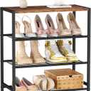 HOMEFORT 4-Tier Shoe Rack Organizer, Shoe Tower for Closet, Shoe Storage Shelf with MDF Top Board, Each Tier Fits 3 Pairs of Shoes, Entryway Shoes Organizer with Sturdy Metal Shelves, Rustic Brown