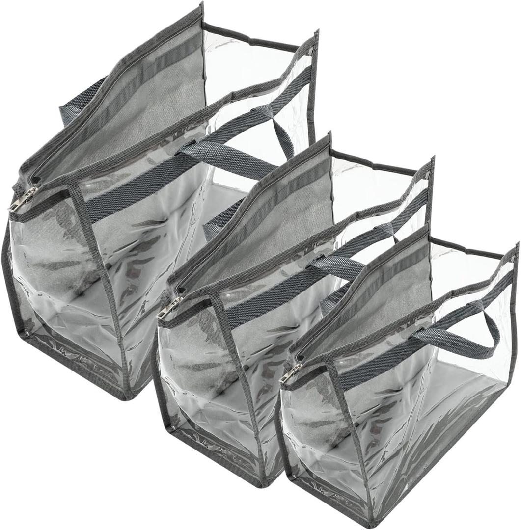 3pcs Handbag Storage Bag Organizer Dust and Moisture Hanging Closet Protector for Purses Suitable for Home College and Spaces Grey