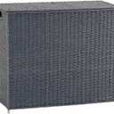 Household Essentials 3‑Compartment Seagrass Laundry Sorter Wicker Hamper, Gray
