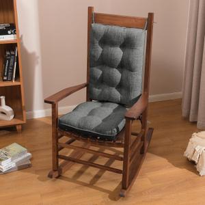 Basic Beyond Rocking Chair Cushions Set of 2, Porch Rocker Cushions for Wooden Rocking Chairs Outdoor with Thick Padding, Back Cushion with Ties, Tufted Seat Cushion with Non-Slip Backing, (Dark Grey)