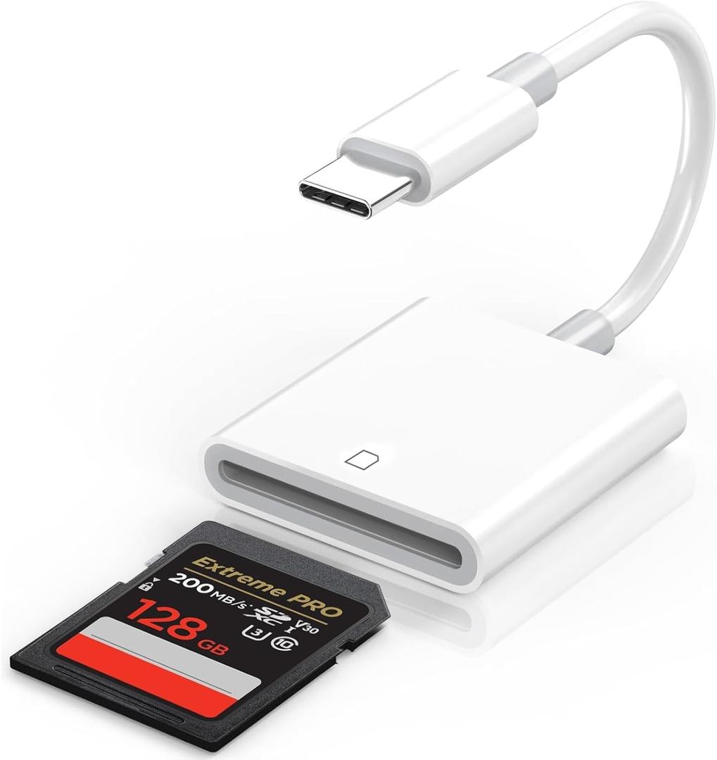 iPhone SD Card Reader USB C, Digital Camera Adapter iPhone 17, Trail Camera SD Card Reader USB C Memory Card Reader for iPhone 17/16/15/iPad/MacBook/iMac/Galaxy/Android