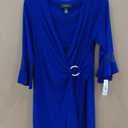 R&M Richards Women's Faux Wrap Cocktail Cascade Dress W/Ruffled Sheer Sleeves & Buckle Accent (6, Indigo)