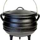 12 Quart Cast Iron Dutch Oven Cauldron Pot - Camping Cookware with Lid - Pre-Seasoned Heavy-Duty Potjie for Stews, Soups, Braising, and Frying Over Fire Pit Grill or Camp Stove